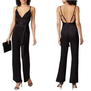 Fame and Partners Benton Black Satin Jumpsuit
